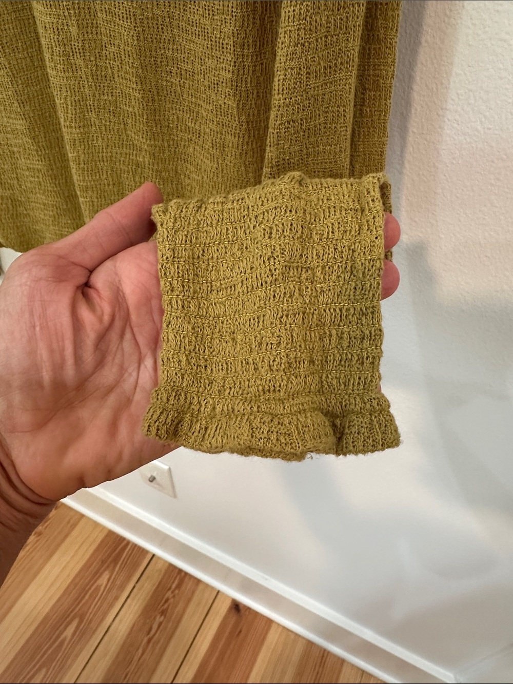 Free People Reed Green Lace Yoke Henley Top - Picture 6 of 8